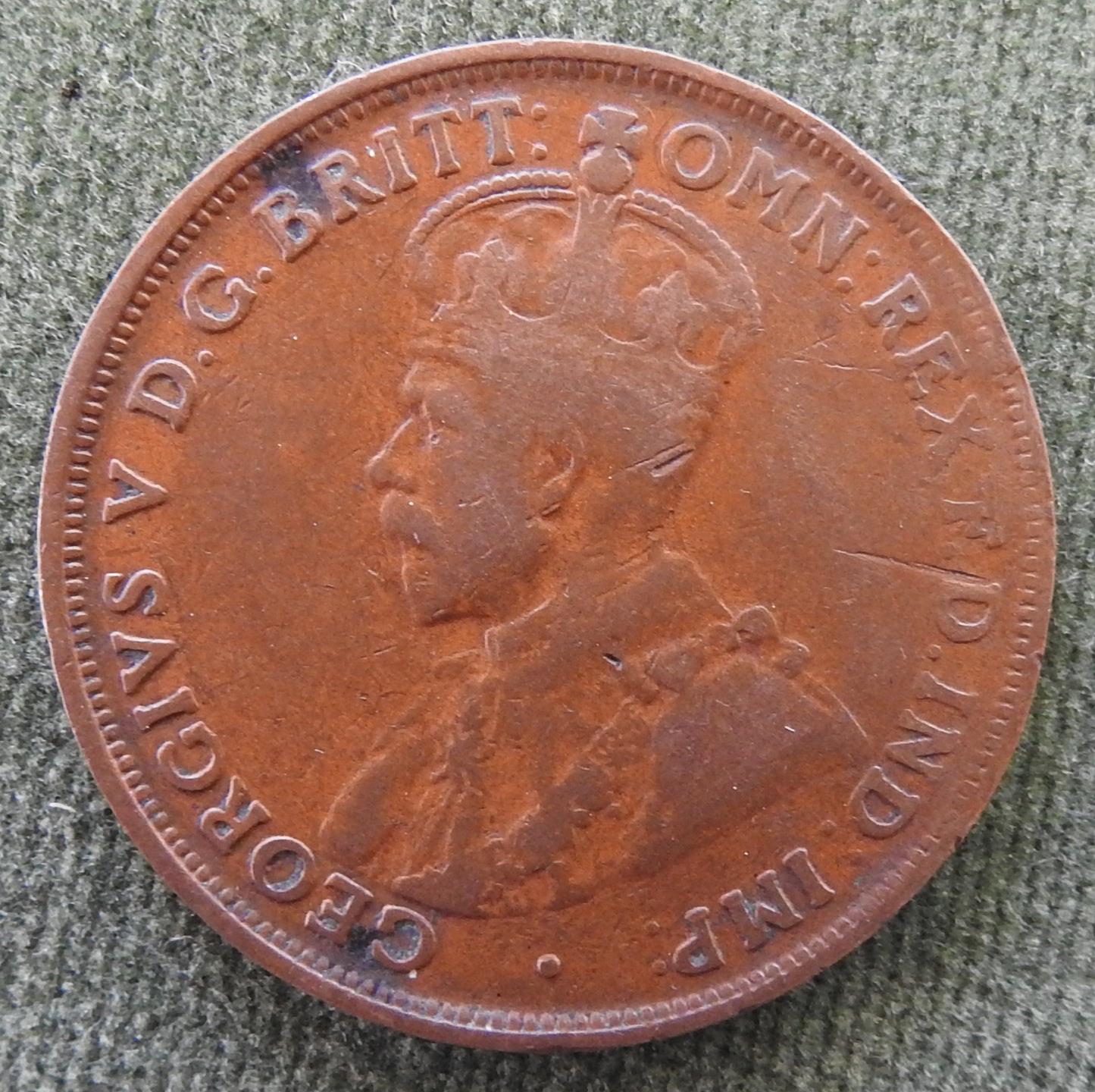 Australian 1921 1d 1 Penny King George V Coin - Minting Error