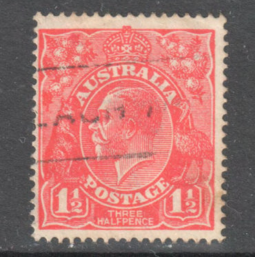 Australian 1924 1 1/2d Red KGV Stamp Perfin:14