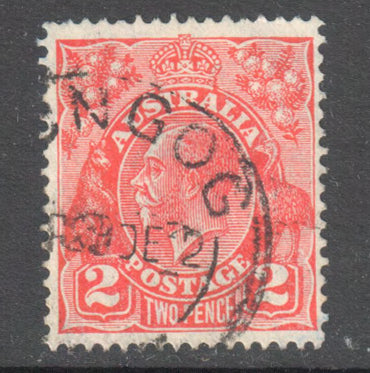 Australian 1926 2d Red KGV Stamp Perfin:13.5-12.5