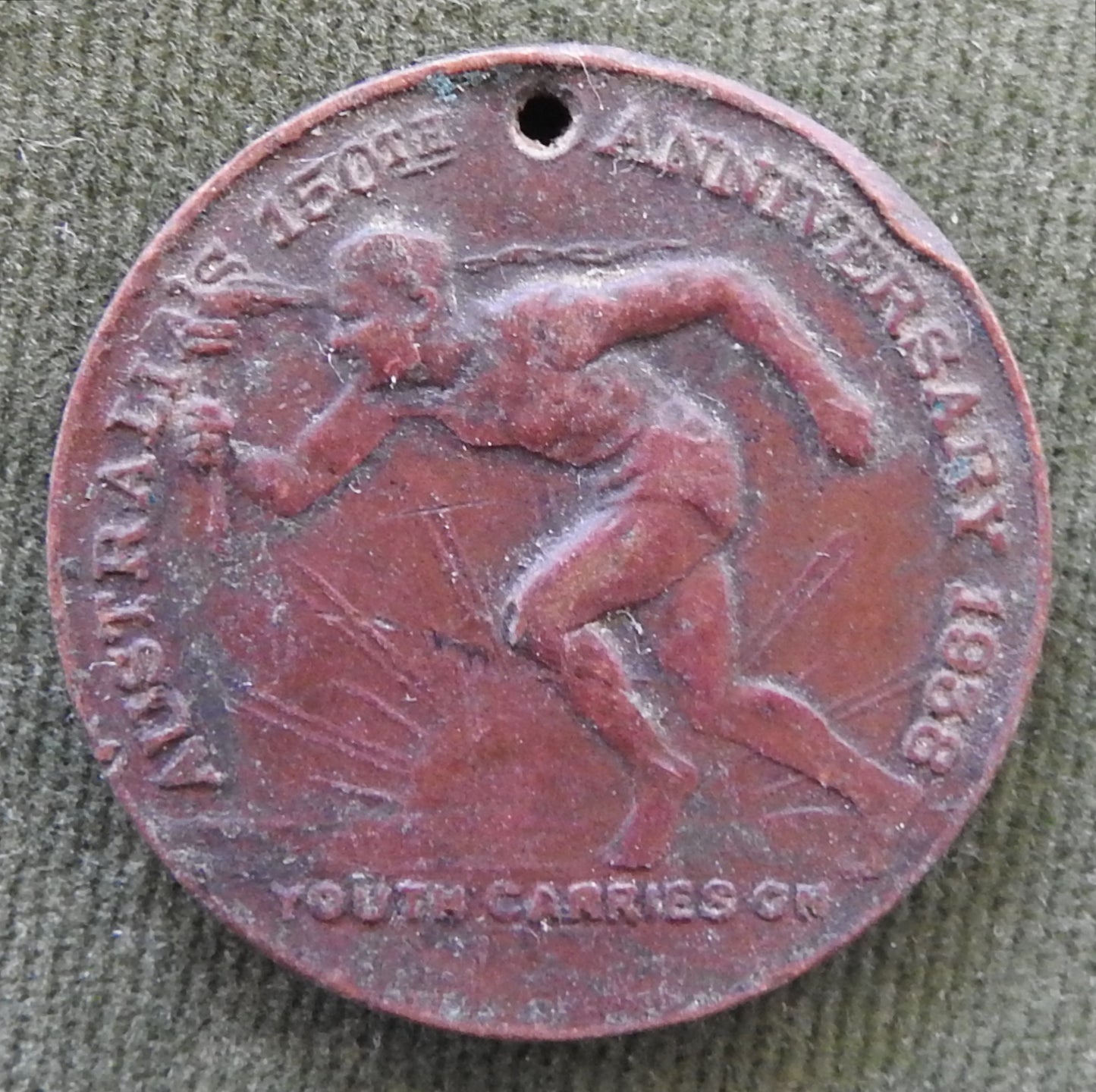 Australia 150th Anniversary Medallion 1938 - Youth Carries On