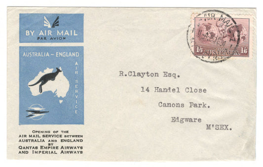 Australia 1934 Airmail Cover - Opening Of The Airmail Service Between Australia to England