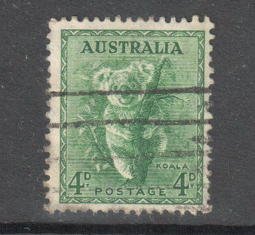 Australian 1937 4d Green Koala Stamp Perfin:13.5-14