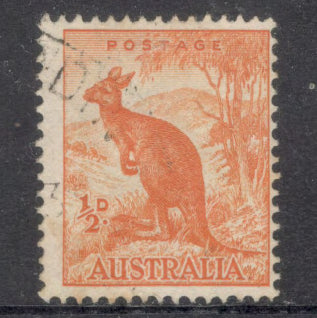 Australian 1938 1/2d Orange Kangaroo Stamp - No Watermark