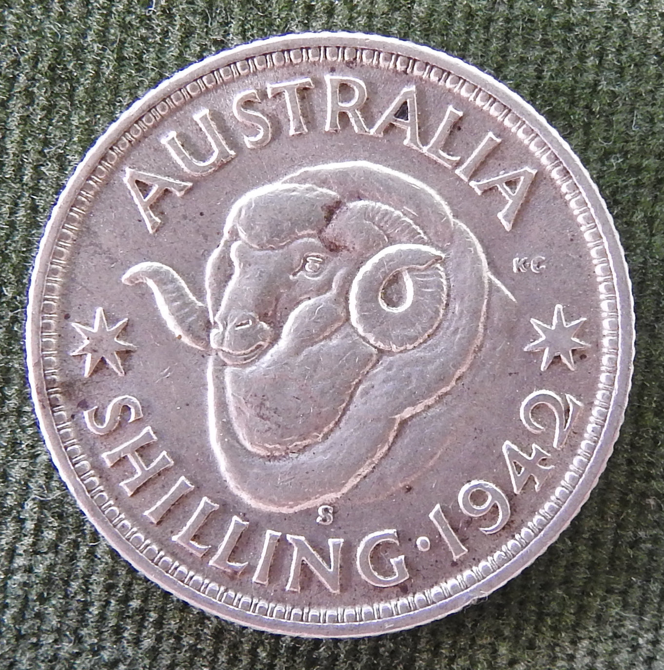 Australian 1942 S 1/- 1 Shilling King George VI Coin - Circulated