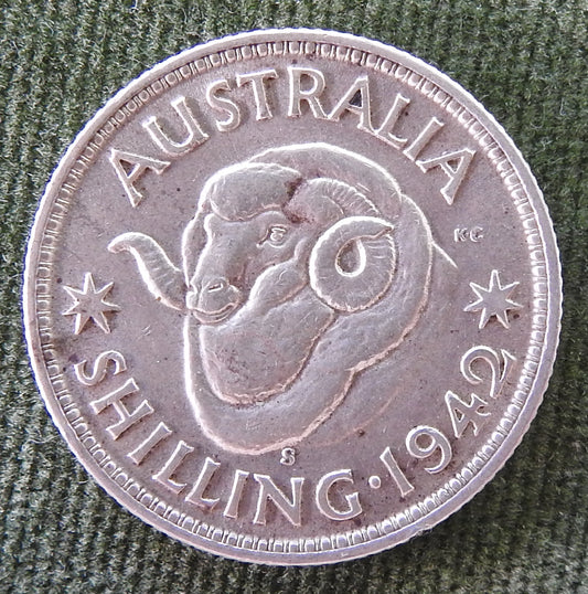 Australian 1942 S 1/- 1 Shilling King George VI Coin - Circulated