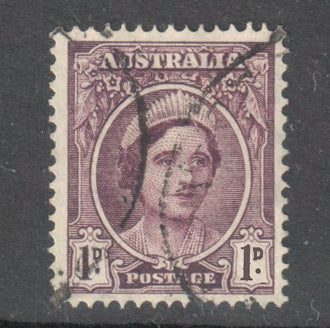 Australian 1942 1d Violet Brown Queen Mother Stamp