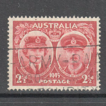 Australian 1945 2 1/2d Brown Red 1945 Visit of the Duke and Duchess of Gloucester Stamp