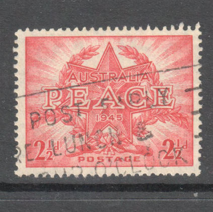 Australian 1946 2 1/2d Red 1946 Ending of World War II - "PEACE" Stamp