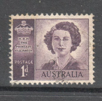 Australian 1947 1d Brownish Violet Wedding of Princess Elizabeth Stamp