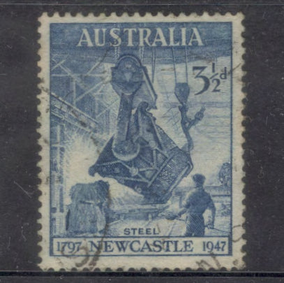 Australian 1947 3 1/2d Blue 150th Anniversary of the City of Newcastle Steel Stamp