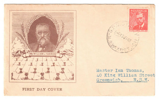 Australian 1948 William Farrer FDC - Addressed