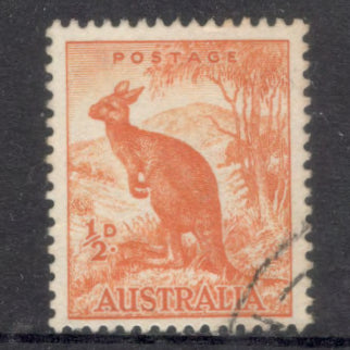 Australian 1948 1/2d Orange Kangaroo Stamp - No Watermark