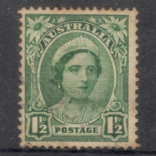 Australian 1948 1 1/2d Green Queen Mother Stamp