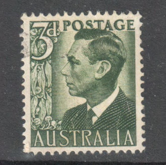 Australian 1950 3d Green King George VI Stamp