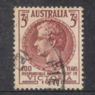 Australian 1951 3d Brownish Red The 100th Anniversary of the Self Governance in Victoria Edward Hammond Hargraves Stamp