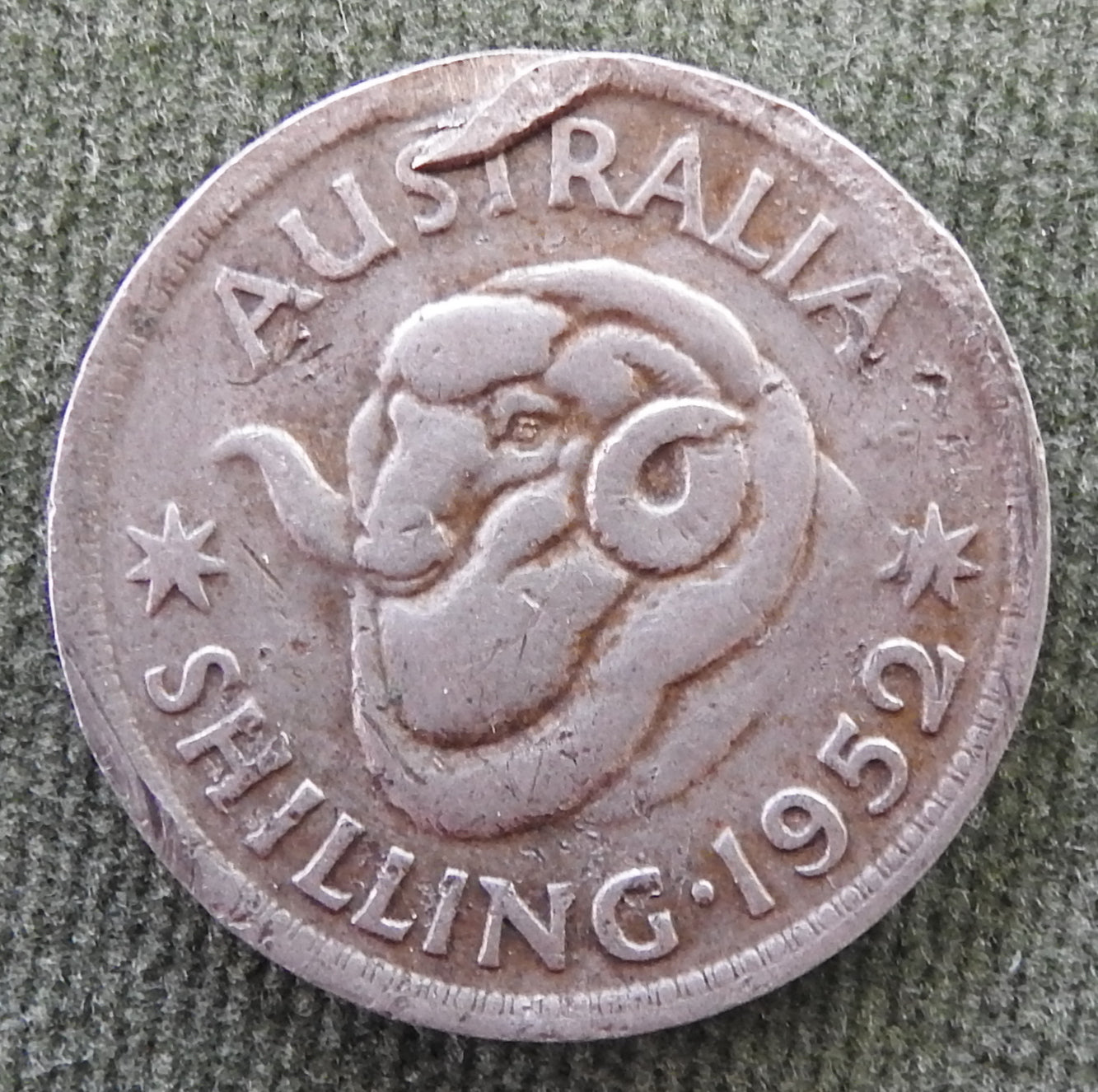 Australian 1952 1 Shilling King George VI Coin - Error Burr