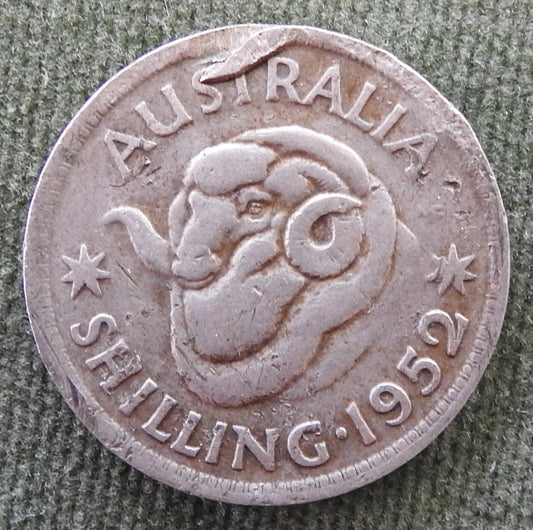 Australian 1952 1 Shilling King George VI Coin - Error Burr