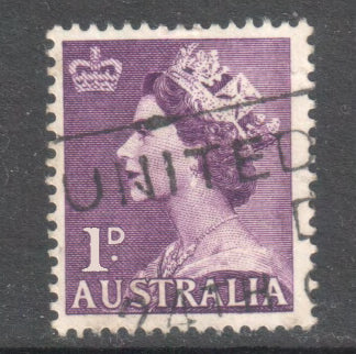 Australian 1953 1d Purple Queen Elizabeth II Stamp