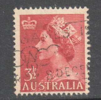 Australian 1953 3 1/2d Brown Red Queen Elizabeth II Stamp