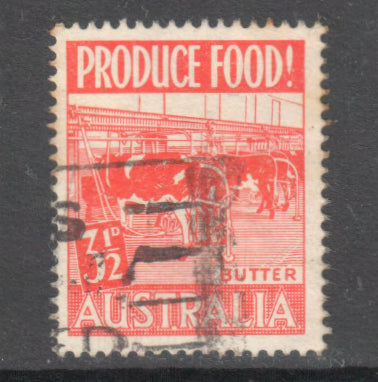 Australian 1953 3d Red Butter Food Production Stamp