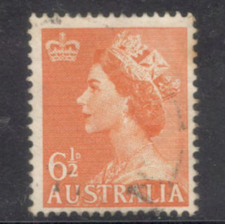 Australian 1953 6 1/2d Orange QEII Stamp