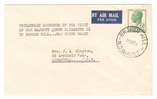 Australia 1954 Royal Visit Cover - Postmarked Broken Hill NSW