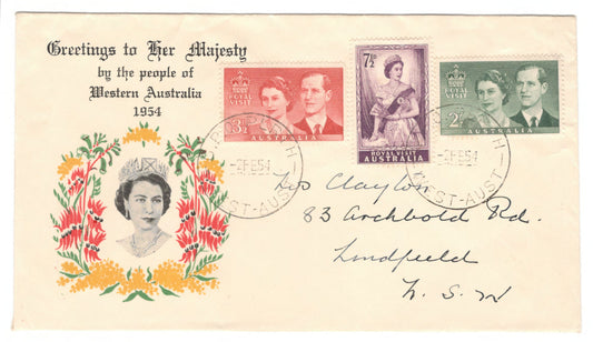 Australia 1954 Royal Visit Western Australia Cover - Postmarked Perth GPO