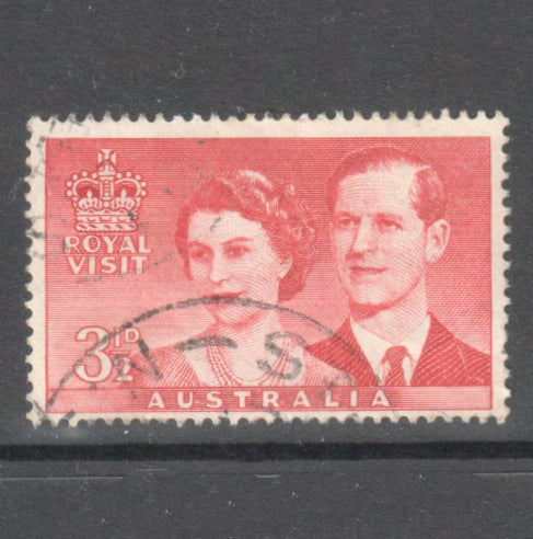 Australian 1954 3 1/2d Scarlet Royal Visit Stamp