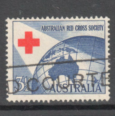 Australian 1954 3 1/2d Blue Red 40th Anniversary of the Australia Red Cross Society Stamp