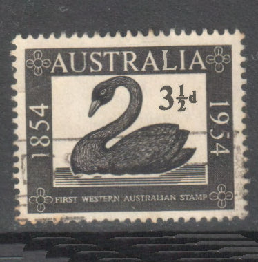 Australian 1954 3 1/2d Black 100th Anniversary of the First West Australian Stamp