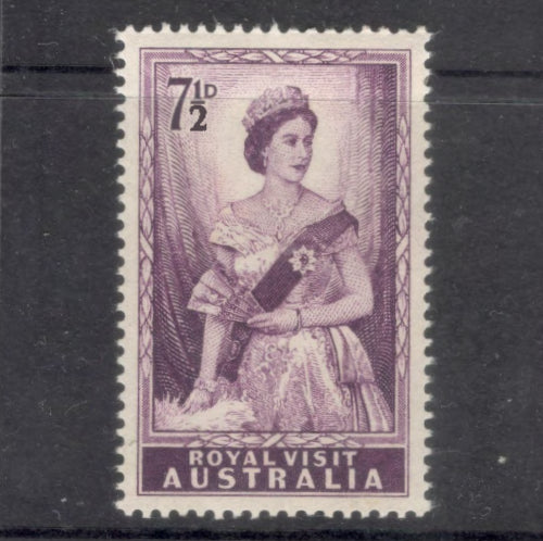 Australian 1954 7 1/2d Purple Royal Visit Stamp