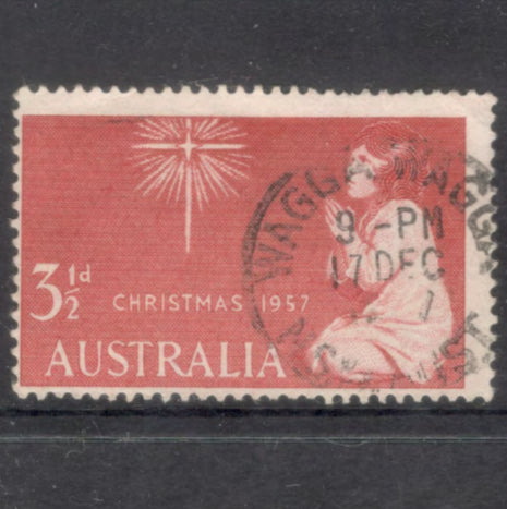 Australian 1957 3 1/2d Christmas Red Stamp