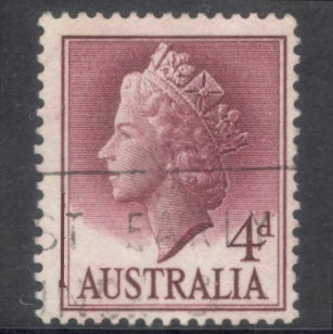 Australian 1957 4d Queen Elizabeth II Brownish Violet Stamp