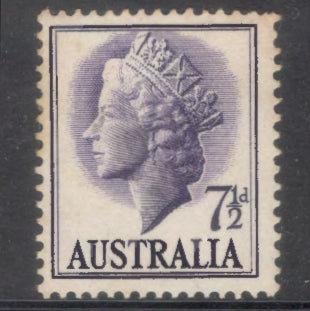 Australian 1957 7 1/2d Queen Elizabeth II Definitive Violet Stamp