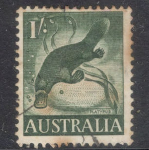 Australian 1959-1960 1s Animals Ornithorhynchus anatinus Dark Green Stamp