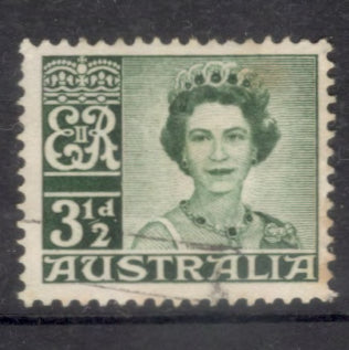 Australian 1959 3 1/2d Queen Elizabeth II - Photos from Baron Studio Dark Green Stamp