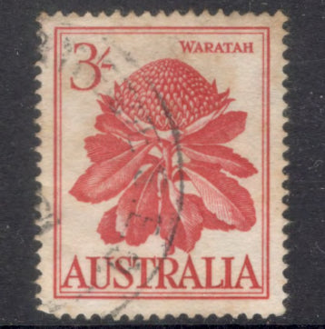 Australian 1959-1960 3s Flowers Telopea Specíosissima Scarlet Stamp