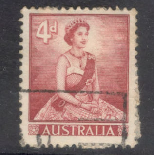 Australian 1959 4d Queen Elizabeth II - Photos from Baron Studio Carmine Pink Stamp