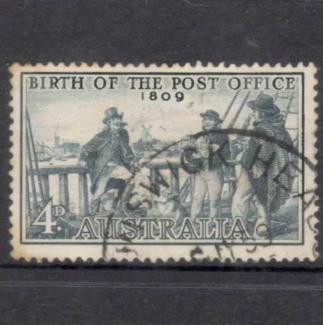Australian 1959 4d 150th Anniversary of the Birth of Australian Post Blueish Grey Stamp