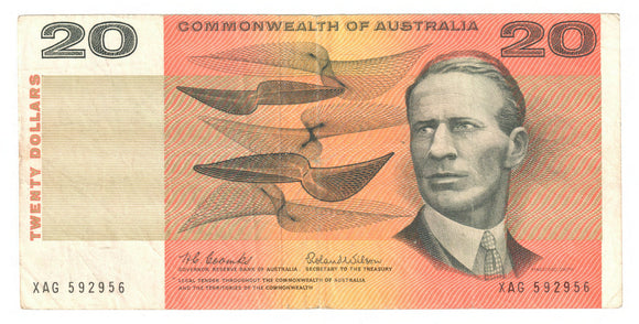 Australian 1966 20 Dollar Coombs Wilson COA Banknote s/n XAG 592956 - Circulated