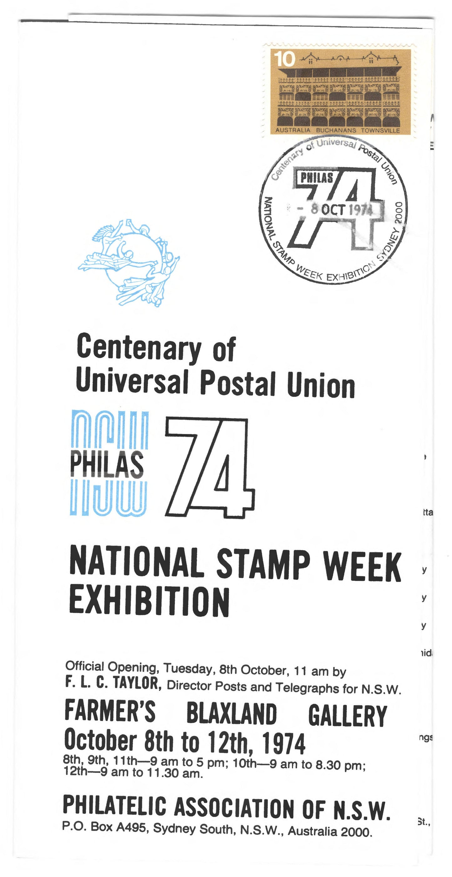 Australia 1974 National Stamp Week Centenary Of Universal Postal Union NSW PHILAS 74 Flyer