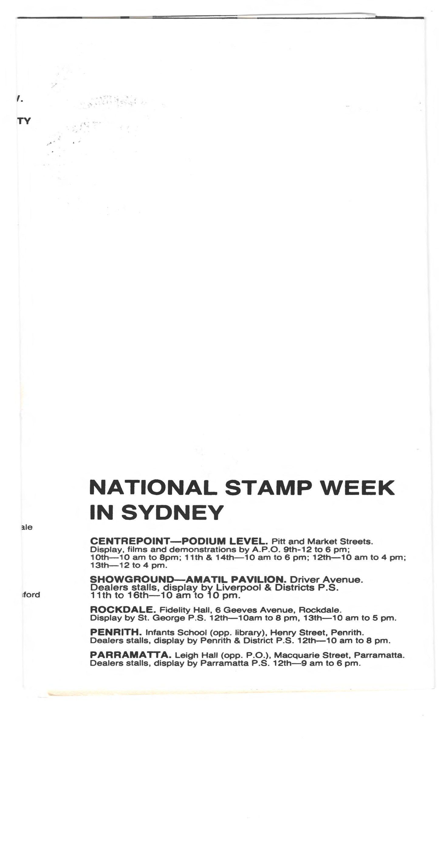 Australia 1974 National Stamp Week Centenary Of Universal Postal Union NSW PHILAS 74 Flyer