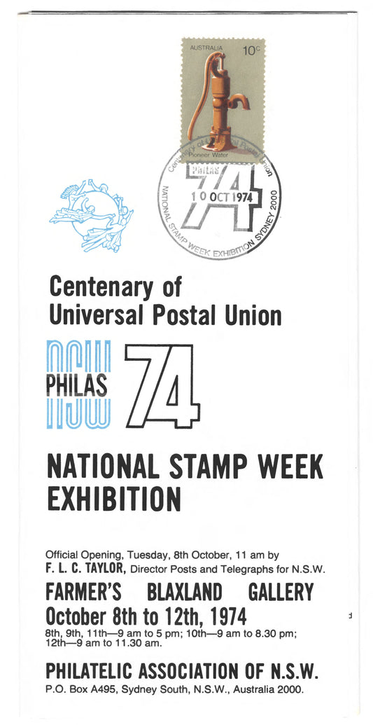 Australia 1974 National Stamp Week Centenary Of Universal Postal Union NSW PHILAS 74 Flyer
