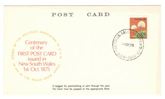 Australian 1975 18 Cent Centenary Of NSW First Postcard (Facsimile)