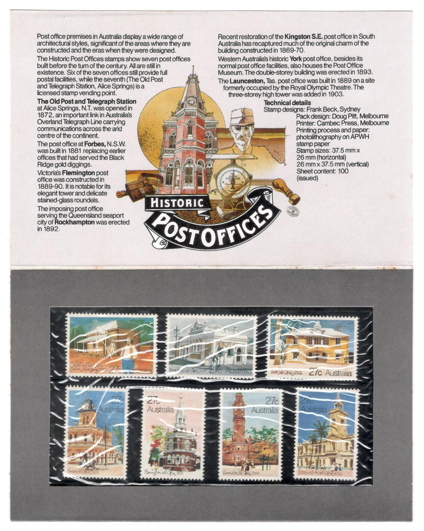 Australia 1982 Historic Post Offices Stamp Pack Australia Post Pack (POP)
