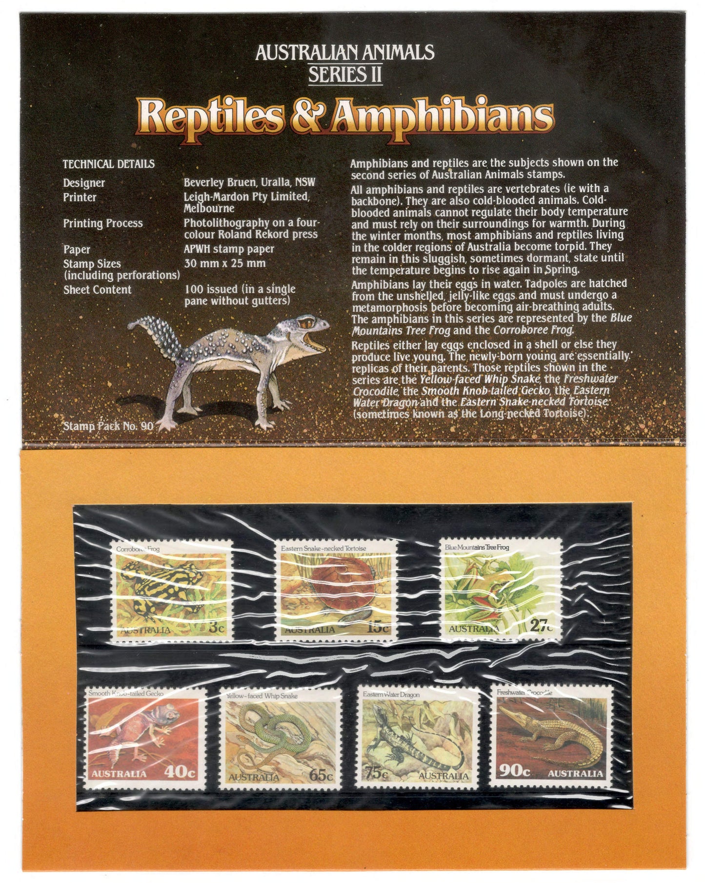 Australia 1982 Reptiles & Amphibians Series II Stamp Pack Australia Post Pack (POP)