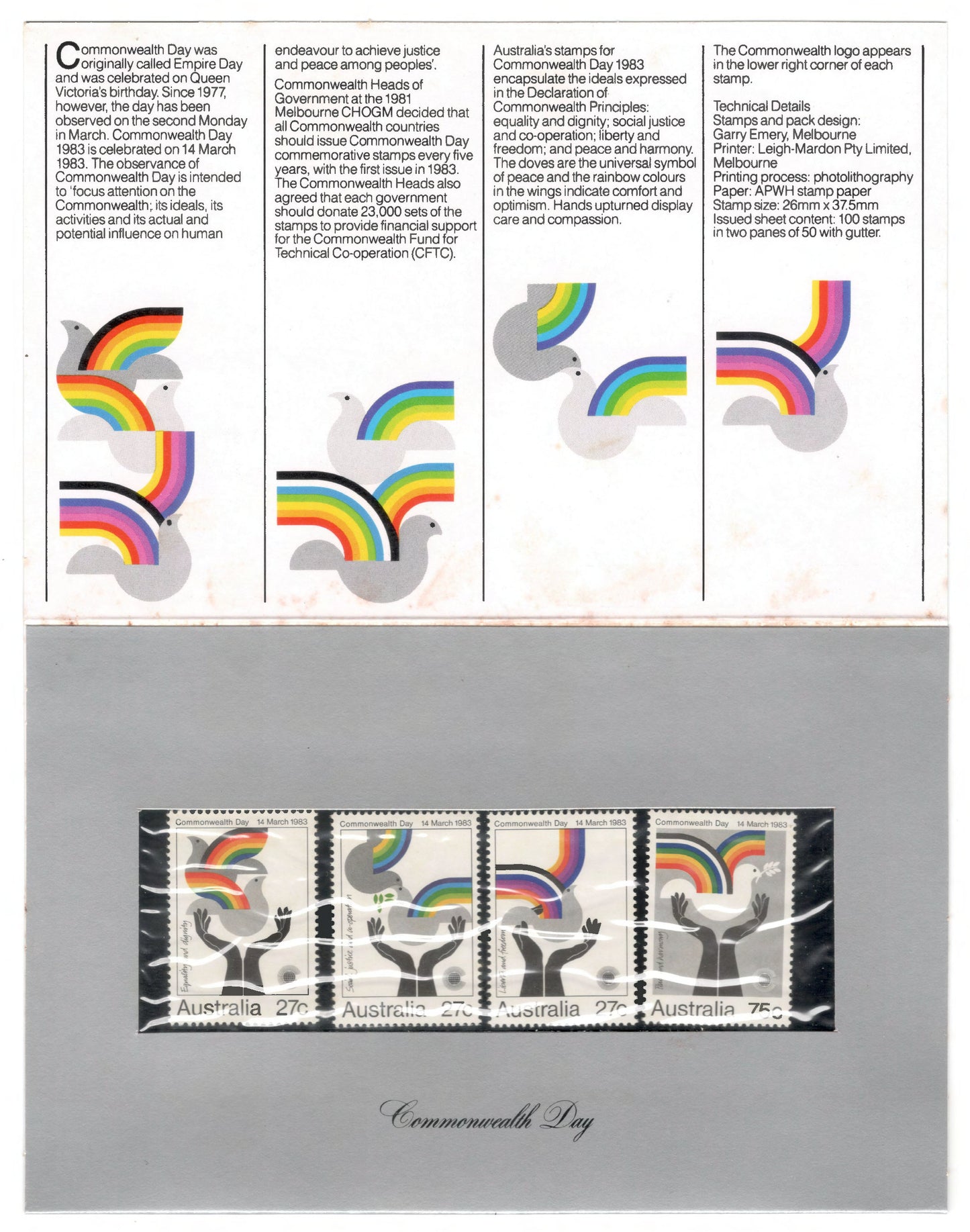 Australia 1983 Commonwealth Day Stamp Pack Australia Post Pack (POP)