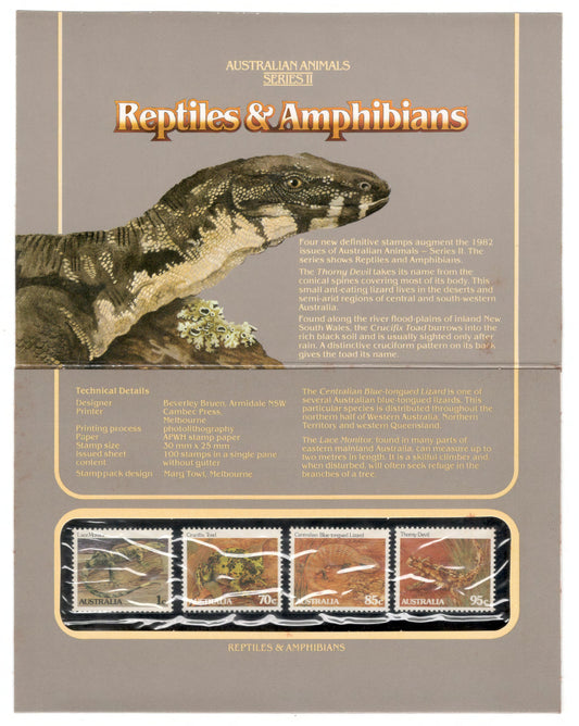Australia 1983 Reptiles & Amphibians Series II Stamp Pack Australia Post Pack (POP)