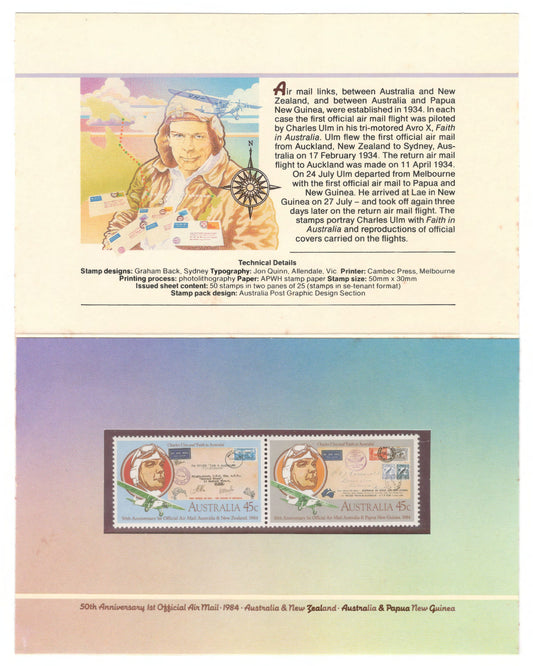 Australia 1984 50th Anniversary 1st Official Mail Stamp Pack Australia Post Pack (POP)