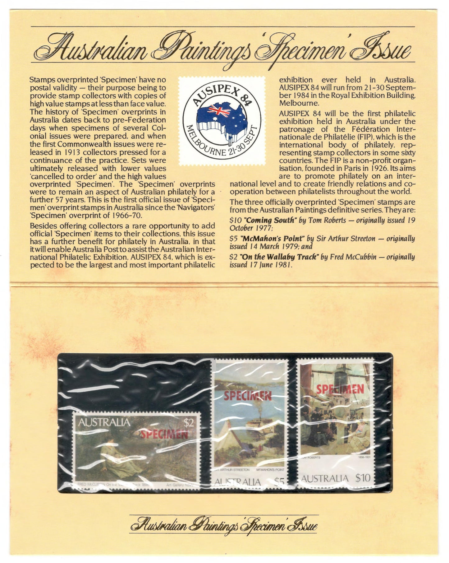 Australia 1984 AUSIPEX Stamp Pack Australia Post Pack (POP)